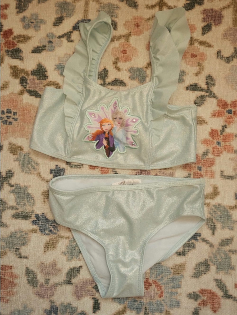 Disney Girls' Mint Green Ruffle Strap Frozen Swim Bikini Set